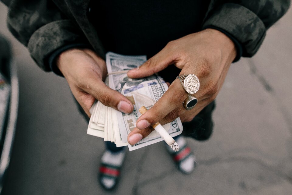 Hands money gray money