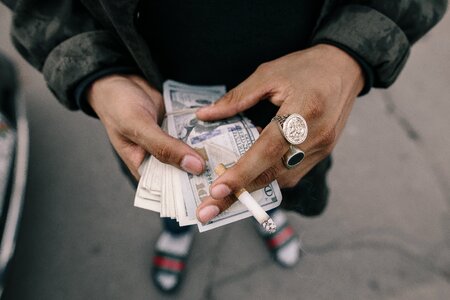 Hands money gray money