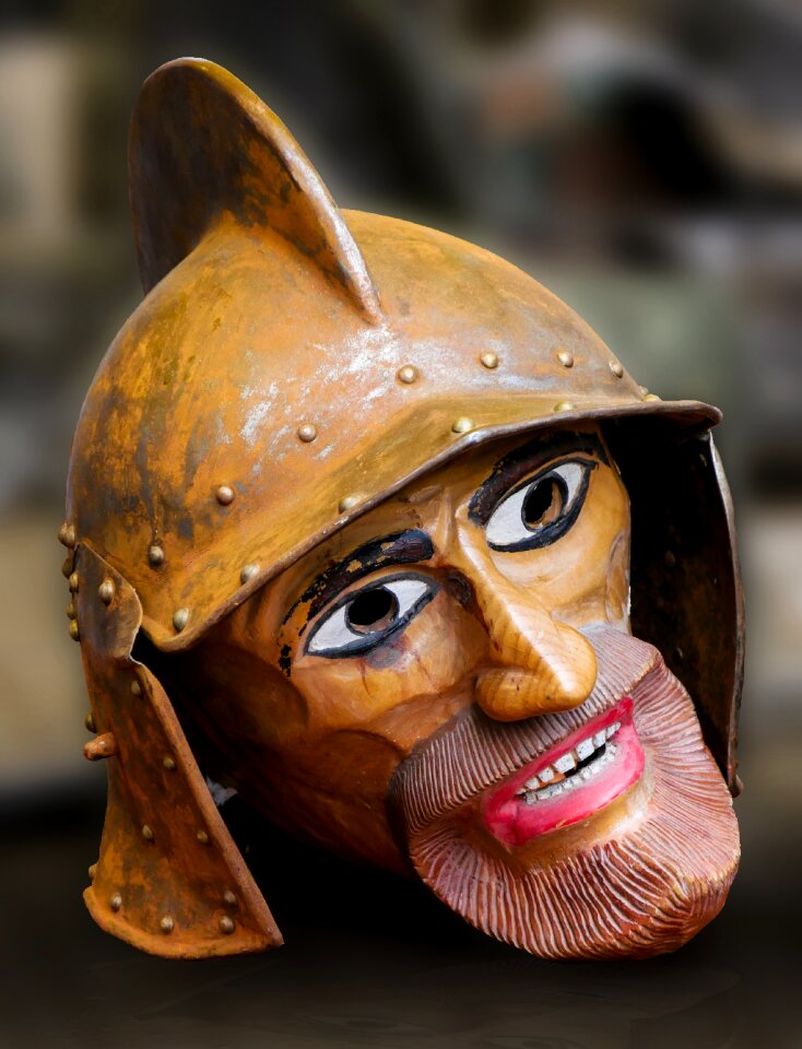 Knight wood helmet face
