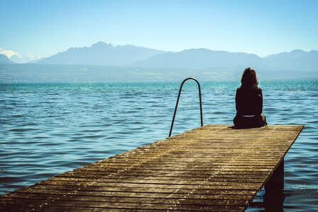 Outdoors person pier photo