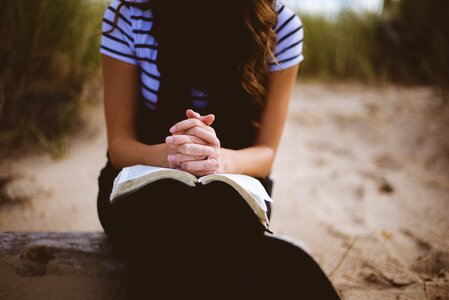 Outdoors person praying photo
