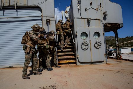 SOUDA BAY, GREECE (March 8, 2018) U.S. Marines assigned to…