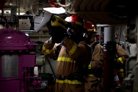 180623-N-EV253-118 NORWEGIAN SEA (June 23, 2018) Firefight…