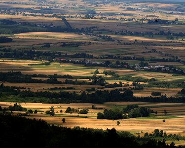 Fields view from bald mountain swietokrzyskie mountains