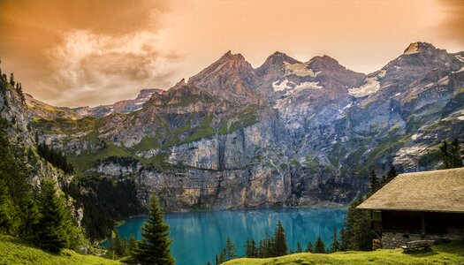 Switzerland mountains lake photo