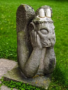 Sculpture mythical creatures rock carving