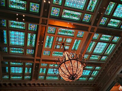 Stained glass ceiling brown memory photo