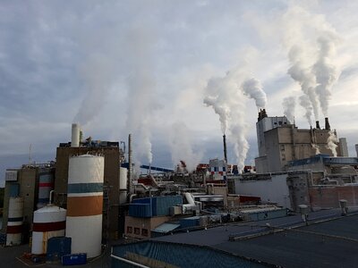 Chimney smoke industrial plant photo