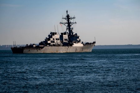 USS Carney (DDG 64) gets underway during SB19
