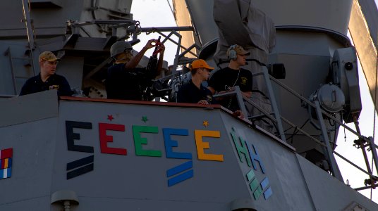 USS Carney (DDG 64) gets underway during SB19