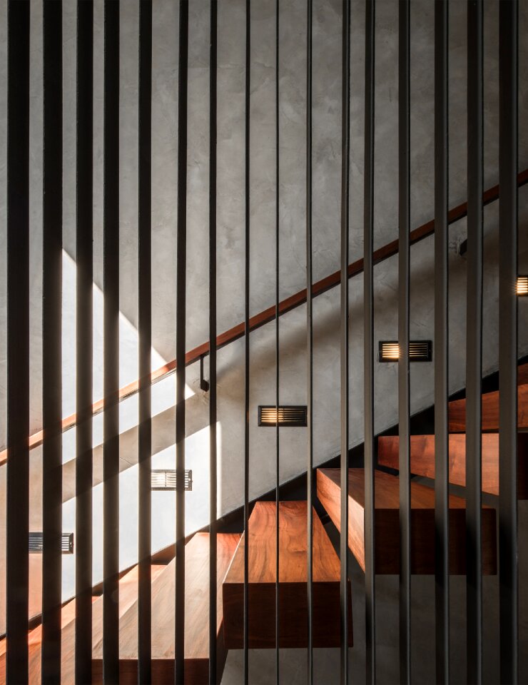 Stairs indoor through the gallery