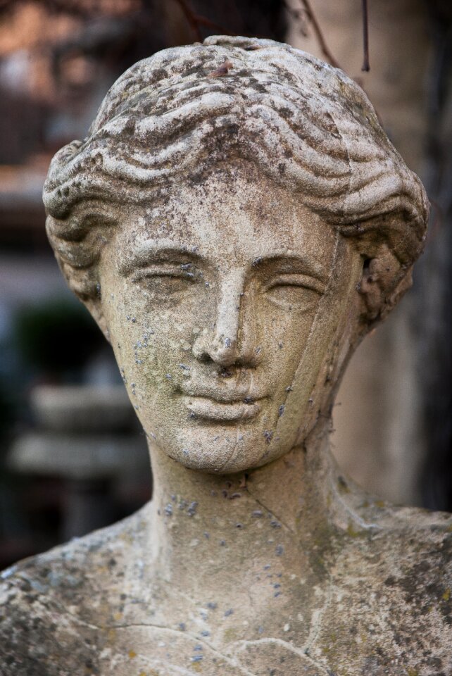 Face statue pierre