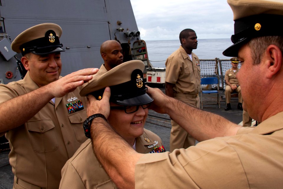 Chief Pinning Ceremony aboard Farragut