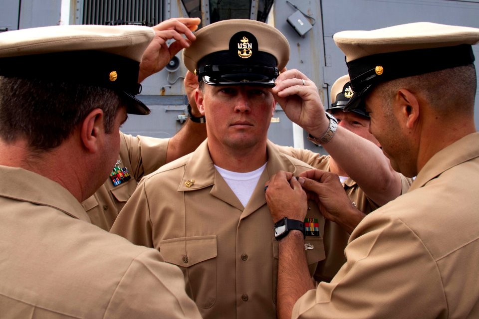 Chief Pinning Ceremony aboard Farragut