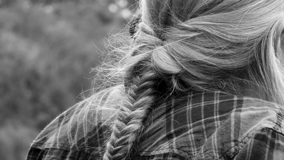 Blonde woman rear