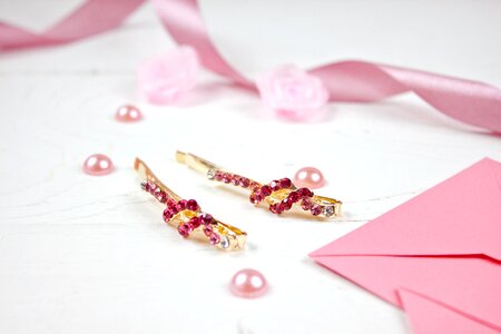Pink gem fashion hairpins photo