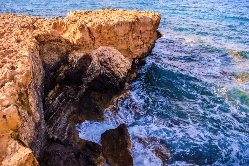 Sea waves cliff
