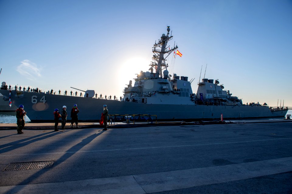 USS Carney departs Naval Station Rota, Spain
