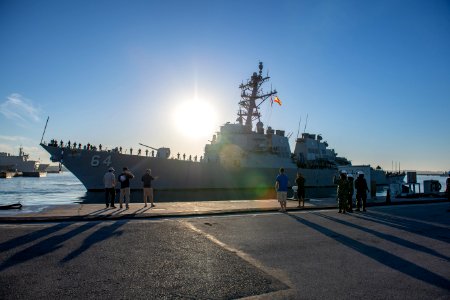 USS Carney departs Naval Station Rota, Spain