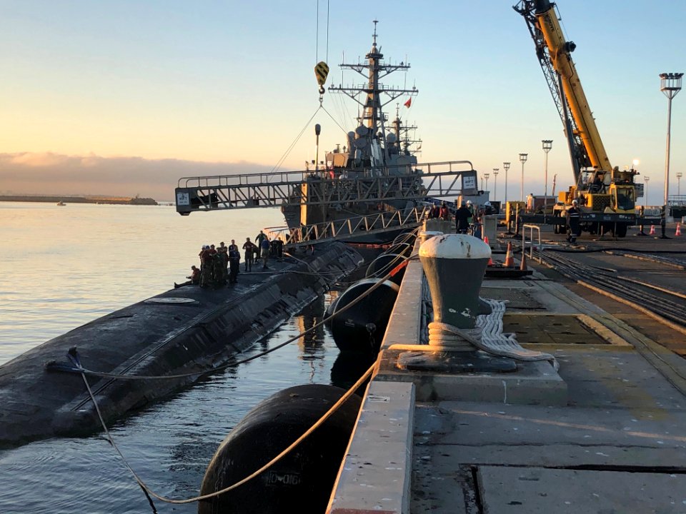 USS John Warner (SSN 785) conducted a brief stop for perso…