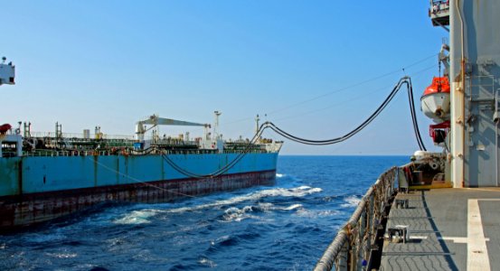 2021-02-23 Tanker Maersk Peary Conducts Training RAS with …