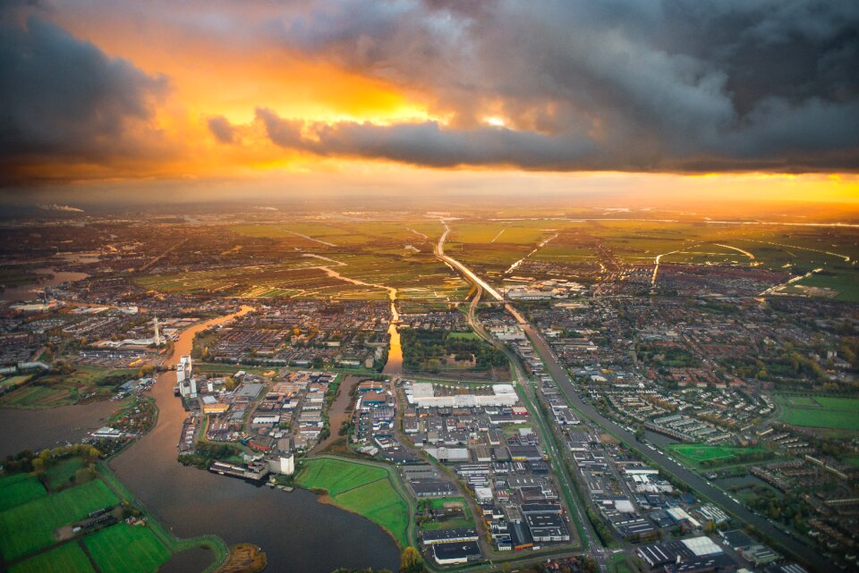 Dutch from airplane landscape photo