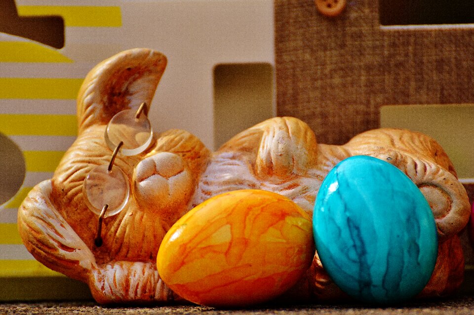 Hare happy easter colorful eggs
