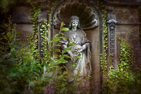 Grave stone figure old cemetery photo