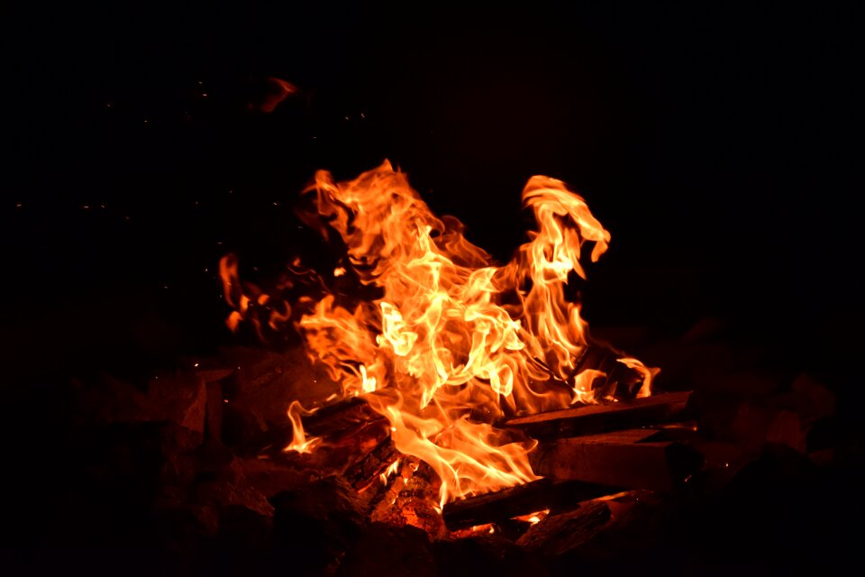 Campfire flame embers
