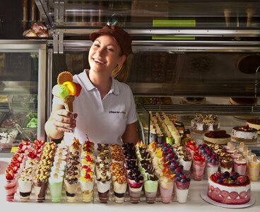 Ice-cream shop cones ice-cream man