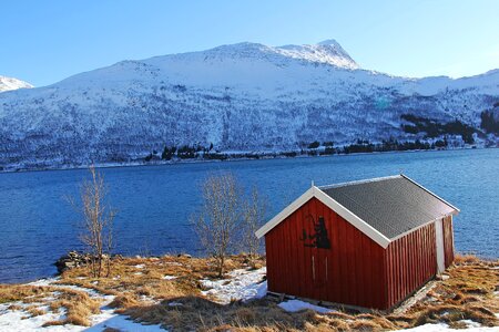 Sea fjord snow photo