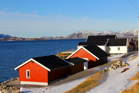 Sea fjord snow photo