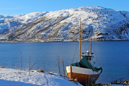 Sea fjord snow photo