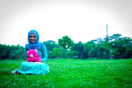 Girl eurasian garden