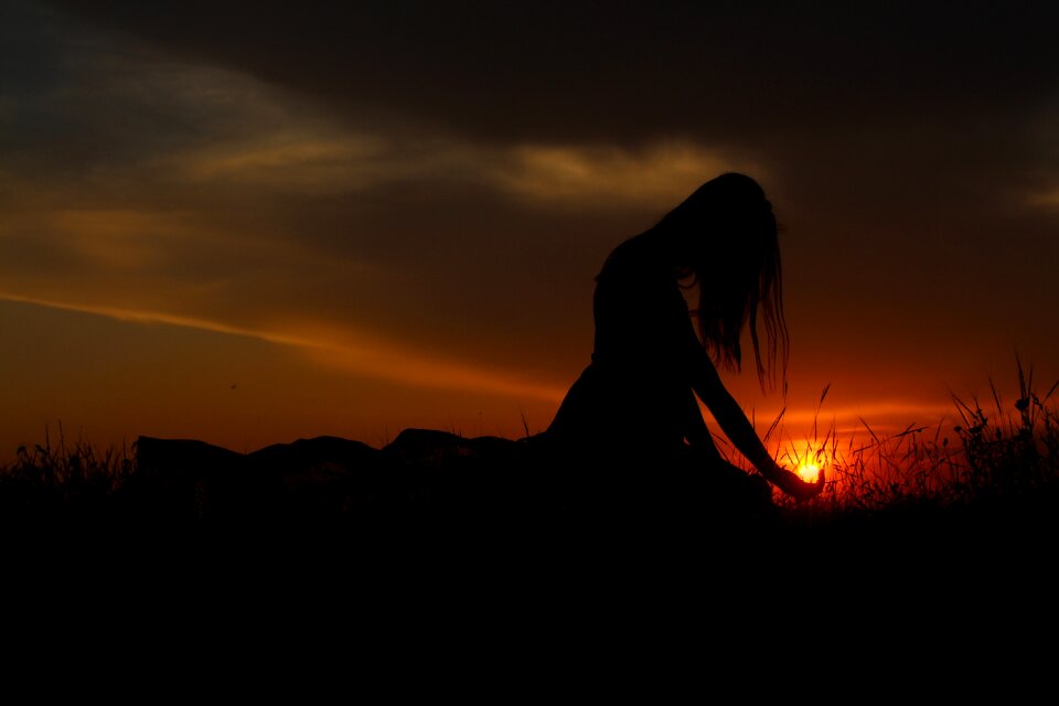 Play sunset girl photo