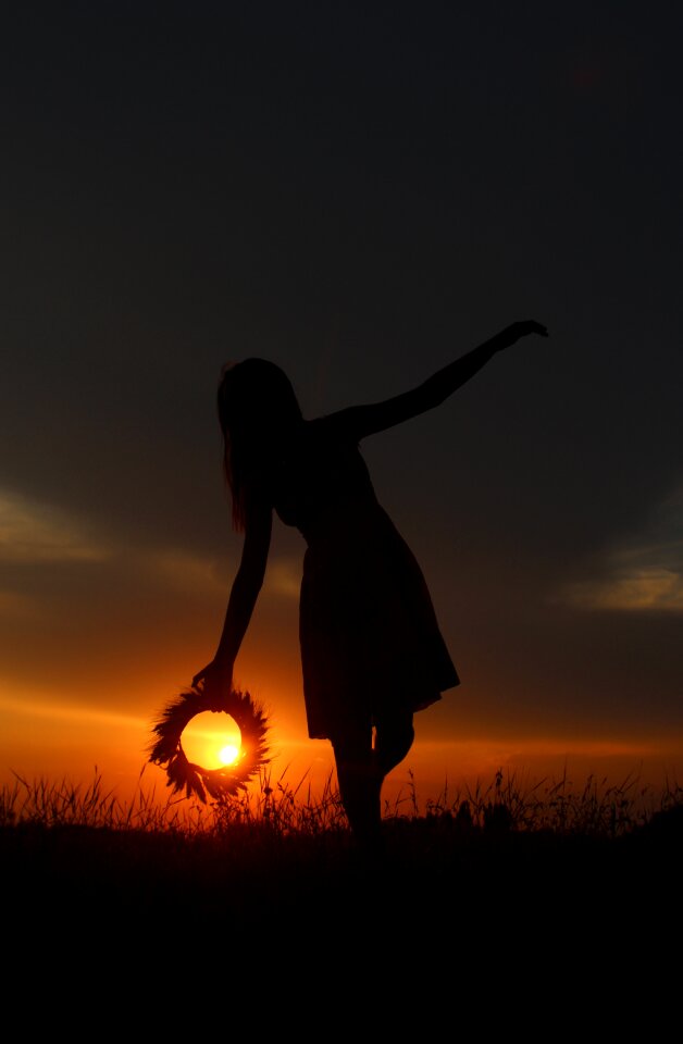 Play sunset girl photo