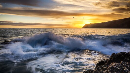 Sea sunrise landscape morning photo