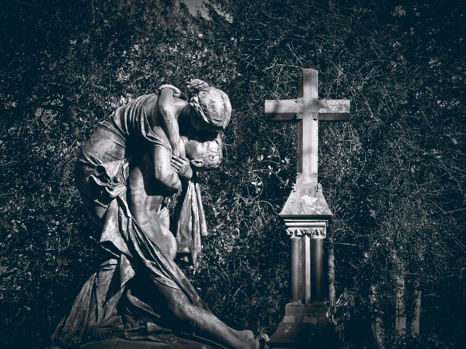 Tombstone rock carving gloomy