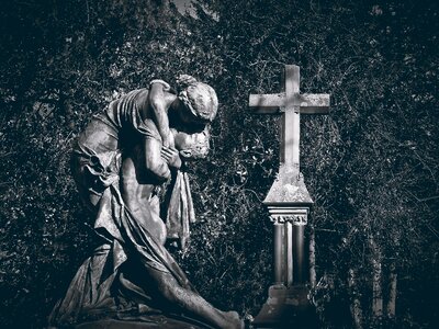 Tombstone rock carving gloomy
