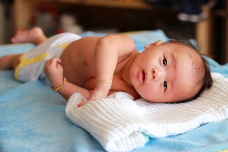 Cute curious newborn