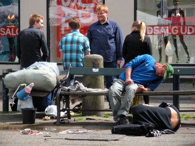Drunk sleeping on street degradation