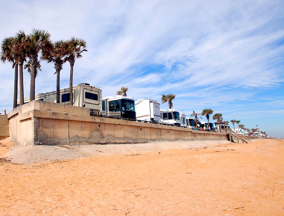 Recreational vehicle beach camping