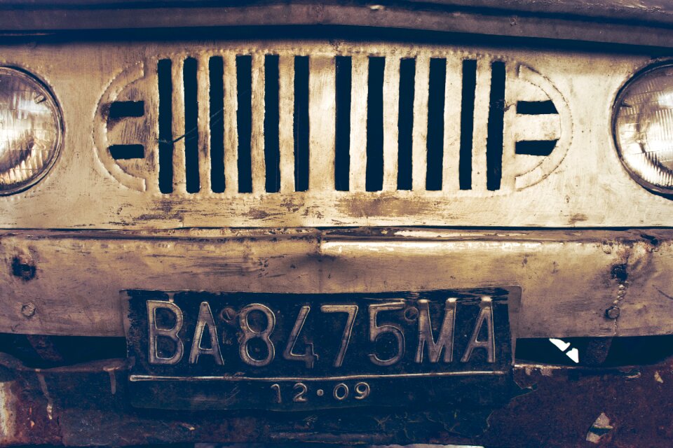 Retro classic car license plate