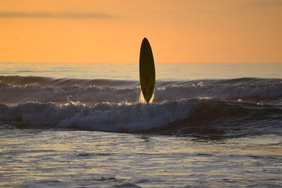 Sunset surf board serenity