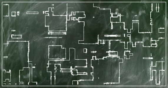 Building escape route chalk