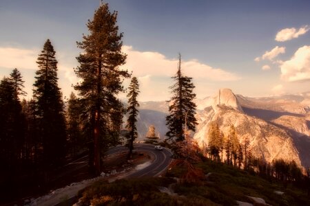 Mountains road forest photo