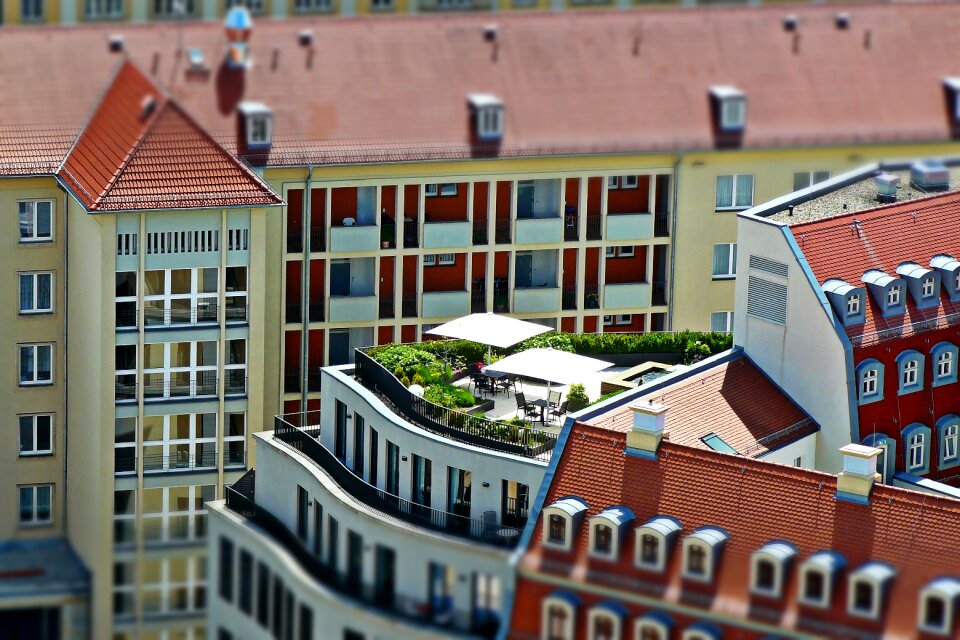 City view from above roofs