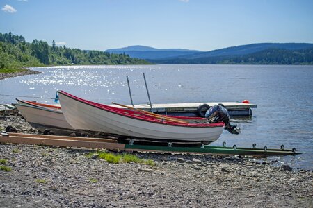 Boat bank lake photo