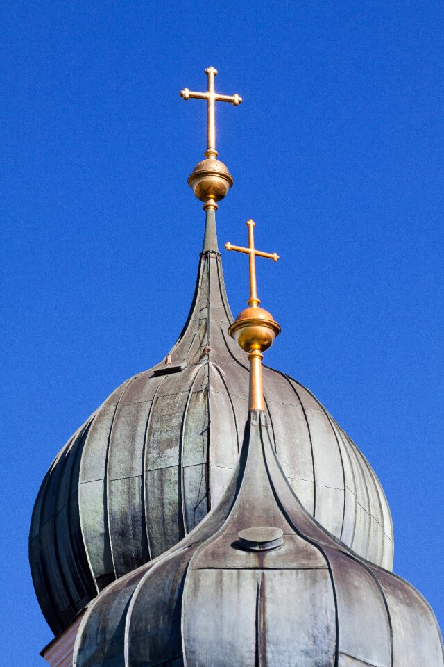 Copper roof cross gilded