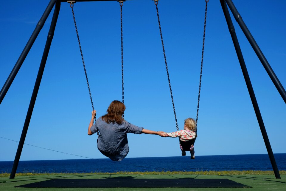 Playful childhood blue park
